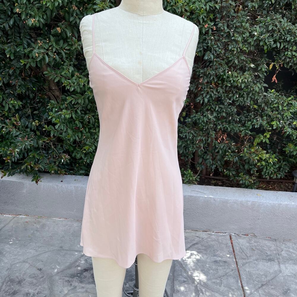Blush Pink Satin Slip Chemise Dress Size 00 Adjustable Straps